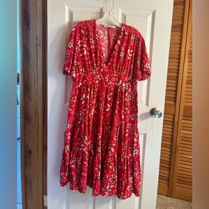 Zara Floral Red Dress